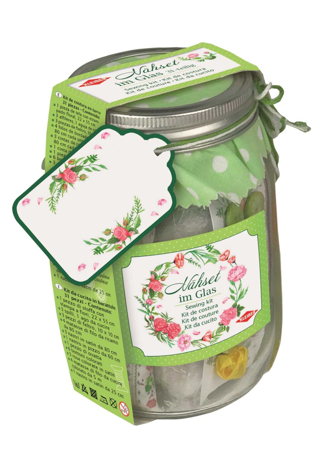 Kleiber Nähset im Glas, grün